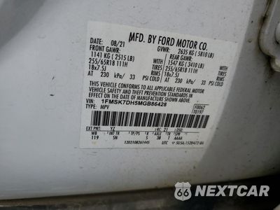 Zdjęcie 13 z 15 samochodu: 2021 FORD EXPLORER XLT VIN:1FMSK7DH5MGB86428 - miniatura