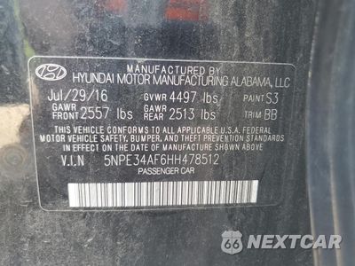 Zdjęcie 12 z 12 samochodu: 2017 HYUNDAI SONATA SPORT VIN:5NPE34AF6HH478512 - miniatura