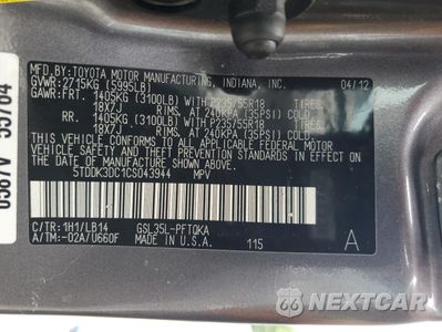 Zdjęcie 13 z 15 samochodu: 2012 TOYOTA SIENNA XLE VIN:5TDDK3DC1CS043944 - miniatura
