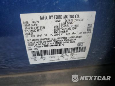 Zdjęcie 13 z 15 samochodu: 2021 FORD EXPLORER XLT VIN:1FMSK7DH4MGB64470 - miniatura