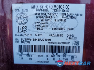 Zdjęcie 12 z 14 samochodu: 2006 LINCOLN MARK LT VIN:5LTPW18546FJ21040 - miniatura