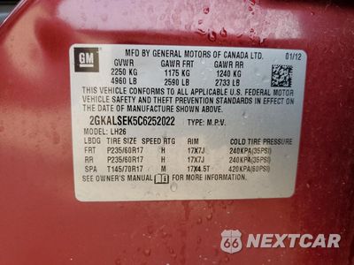 Zdjęcie 12 z 14 samochodu: 2012 GMC TERRAIN SLE VIN:2GKALSEK5C6252022 - miniatura