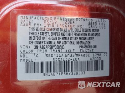 Zdjęcie 12 z 13 samochodu: 2017 NISSAN SENTRA S VIN:3N1AB7AP5HY338503 - miniatura