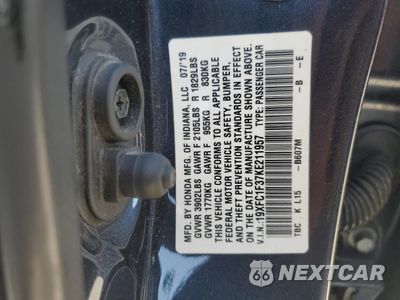 Zdjęcie 12 z 12 samochodu: 2019 HONDA CIVIC EX VIN:19XFC1F37KE211957 - miniatura