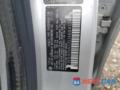 Zdjęcie 12 z 13 samochodu: 2004 BMW 525 I VIN:WBANA53514B845244 - miniatura