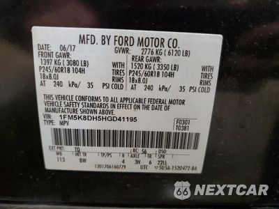 Zdjęcie 12 z 14 samochodu: 2017 FORD EXPLORER XLT VIN:1FM5K8DH5HGD41195 - miniatura