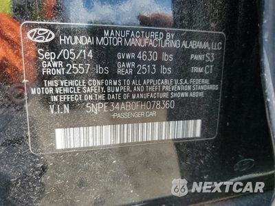 Zdjęcie 12 z 14 samochodu: 2015 HYUNDAI SONATA SPORT VIN:5NPE34AB0FH078360 - miniatura