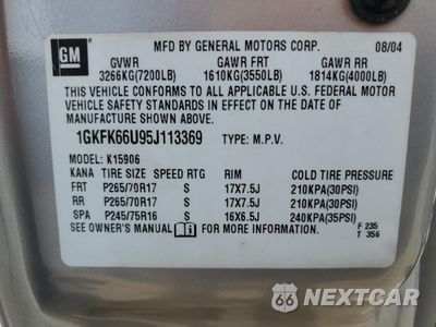 Zdjęcie 13 z 13 samochodu: 2005 GMC YUKON XL DENALI VIN:1GKFK66U95J113369 - miniatura