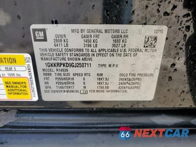 Zdjęcie 13 z 13 samochodu: 2016 GMC ACADIA SLE VIN:1GKKRPKD9GJ250711 - miniatura