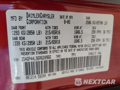 Zdjęcie 13 z 13 samochodu: 2006 DODGE GRAND CARAVAN SXT VIN:2D4GP44L96R620966 - miniatura