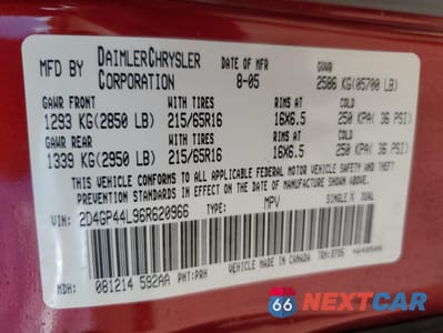 Zdjęcie 13 z 13 samochodu: 2006 DODGE GRAND CARAVAN SXT VIN:2D4GP44L96R620966 - miniatura