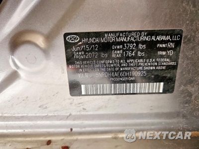 Zdjęcie 12 z 14 samochodu: 2013 HYUNDAI ELANTRA GLS VIN:5NPDH4AE6DH190925 - miniatura