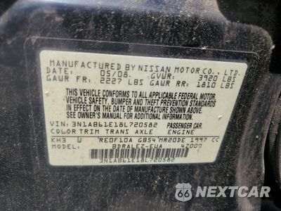 Zdjęcie 12 z 12 samochodu: 2008 NISSAN SENTRA 2.0 VIN:3N1AB61E18L720582 - miniatura