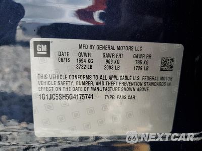 Zdjęcie 12 z 12 samochodu: 2016 CHEVROLET SONIC LT VIN:1G1JC5SH5G4175741 - miniatura