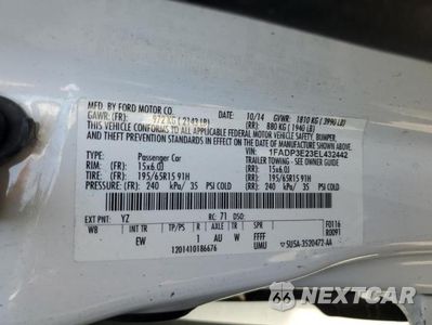 Zdjęcie 12 z 12 samochodu: 2014 FORD FOCUS S VIN:1FADP3E23EL432442 - miniatura