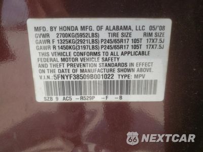 Zdjęcie 13 z 15 samochodu: 2009 HONDA PILOT EXL VIN:5FNYF38509B001022 - miniatura