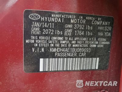 Zdjęcie 12 z 14 samochodu: 2011 HYUNDAI ELANTRA GLS VIN:KMHDH4AE1BU089693 - miniatura
