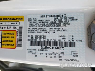 Zdjęcie 12 z 15 samochodu: 2017 FORD FUSION SE VIN:3FA6P0H73HR206275 - miniatura