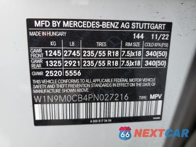 Zdjęcie 13 z 14 samochodu: 2023 MERCEDES-BENZ EQB 250+ VIN:W1N9M0CB4PN027216 - miniatura