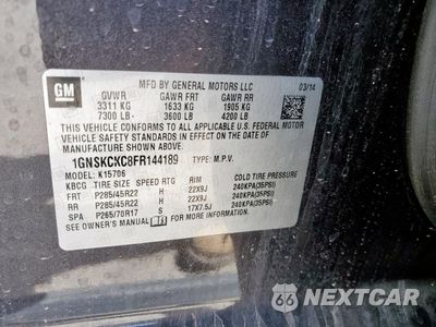 Zdjęcie 13 z 14 samochodu: 2015 CHEVROLET TAHOE K1500 LTZ VIN:1GNSKCKC8FR144189 - miniatura