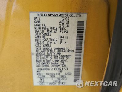 Zdjęcie 12 z 13 samochodu: 2005 NISSAN XTERRA OFF ROAD VIN:5N1AN08W75C606153 - miniatura
