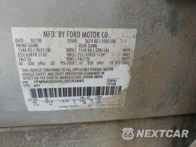 Zdjęcie 13 z 15 samochodu: 2020 FORD EXPLORER XLT VIN:1FMSK8DH5LGC43893 - miniatura