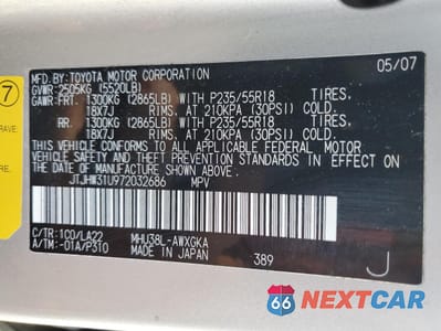Zdjęcie 13 z 15 samochodu: 2007 LEXUS RX 400H VIN:JTJHW31U972032686 - miniatura