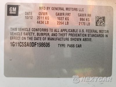 Zdjęcie 12 z 14 samochodu: 2013 CHEVROLET MALIBU 1LT VIN:1G11C5SA0DF198606 - miniatura