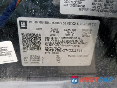 Zdjęcie 12 z 13 samochodu: 2021 CHEVROLET SILVERADO K1500 CUSTOM VIN:3GCPYBEK7MG211744 - miniatura
