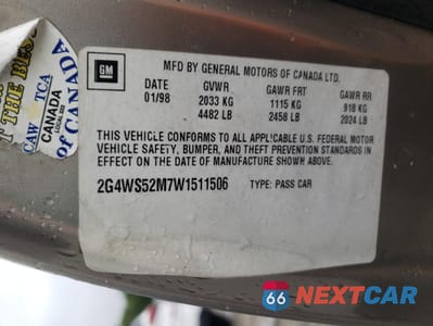 Zdjęcie 12 z 14 samochodu: 1998 BUICK CENTURY CUSTOM VIN:2G4WS52M7W1511506 - miniatura