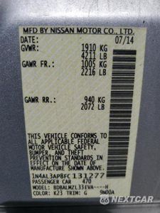 Zdjęcie 12 z 12 samochodu: 2015 NISSAN ALTIMA 2.5 SV VIN:1N4AL3AP8FC131277 - miniatura