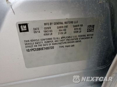 Zdjęcie 12 z 12 samochodu: 2014 CHEVROLET CRUZE LT VIN:1G1PC5SB8E7480720 - miniatura