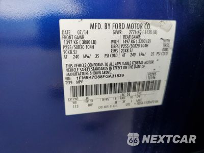 Zdjęcie 13 z 15 samochodu: 2015 FORD EXPLORER XLT VIN:1FM5K7D88FGA31839 - miniatura