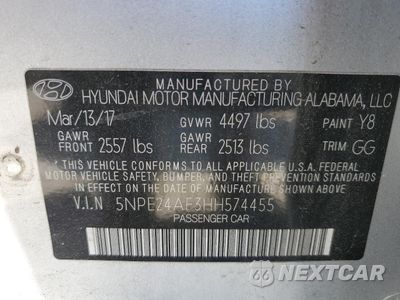 Zdjęcie 12 z 12 samochodu: 2017 HYUNDAI SONATA SE VIN:5NPE24AF3HH574455 - miniatura