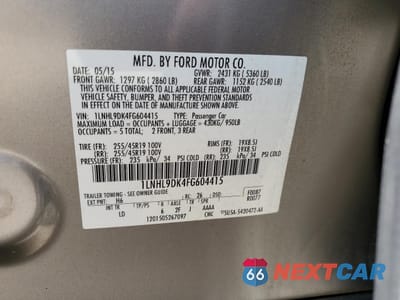 Zdjęcie 12 z 12 samochodu: 2015 LINCOLN MKS VIN:1LNHL9DK4FG604415 - miniatura