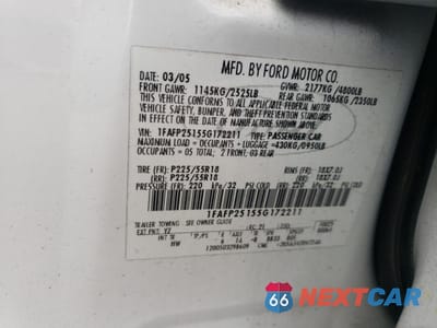 Zdjęcie 12 z 14 samochodu: 2005 FORD FIVE HUNDRED LIMITED VIN:1FAFP25155G172211 - miniatura