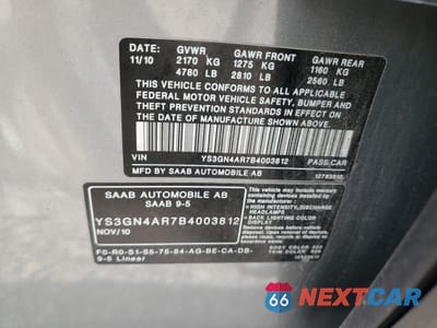 Zdjęcie 12 z 12 samochodu: 2011 SAAB 9-5 TURBO VIN:YS3GN4AR7B4003812 - miniatura