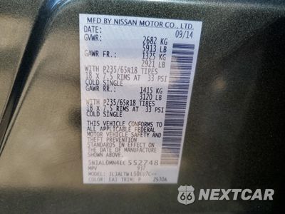 Zdjęcie 13 z 13 samochodu: 2014 INFINITI QX60 VIN:5N1AL0MN4EC552748 - miniatura