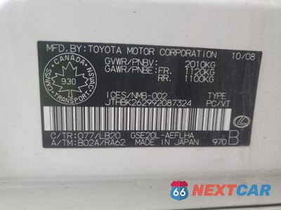 Zdjęcie 12 z 12 samochodu: 2009 LEXUS IS 250 VIN:JTHBK262992087324 - miniatura