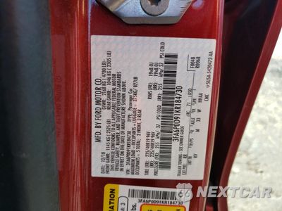 Zdjęcie 12 z 12 samochodu: 2019 FORD FUSION TITANIUM VIN:3FA6P0D91KR184730 - miniatura