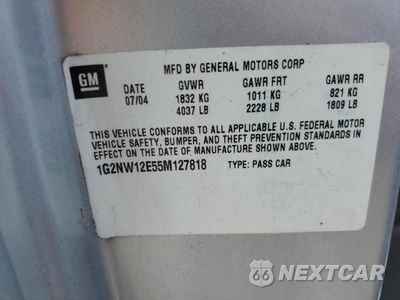 Zdjęcie 12 z 12 samochodu: 2005 PONTIAC GRAND AM GT VIN:1G2NW12E55M127818 - miniatura