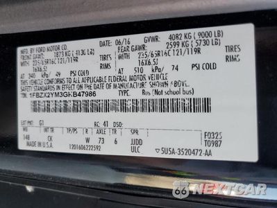 Zdjęcie 13 z 13 samochodu: 2016 FORD TRANSIT T-350 VIN:1FBZX2YM3GKB47986 - miniatura