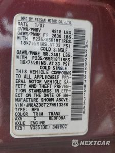 Zdjęcie 14 z 14 samochodu: 2007 NISSAN MURANO SL VIN:JN8AZ08T27W513366 - miniatura