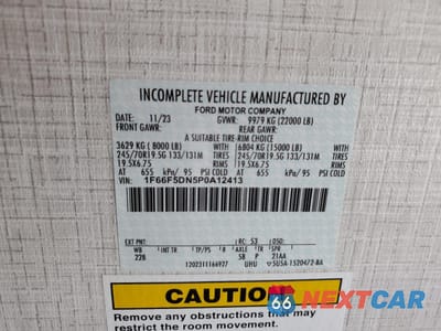Zdjęcie 11 z 11 samochodu: 2023 FORD F53 - RV VIN:1F66F5DN5P0A12413 - miniatura