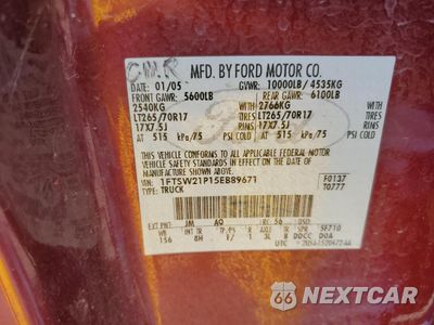Zdjęcie 12 z 12 samochodu: 2005 FORD F250 SUPER DUTY VIN:1FTSW21P15EB89671 - miniatura