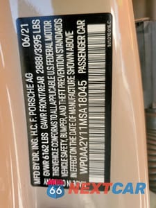 Zdjęcie 13 z 13 samochodu: 2021 PORSCHE TAYCAN VIN:WP0AA2Y11MSA18045 - miniatura