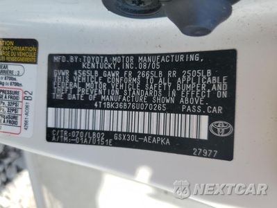 Zdjęcie 12 z 14 samochodu: 2006 TOYOTA AVALON XL VIN:4T1BK36B76U070265 - miniatura