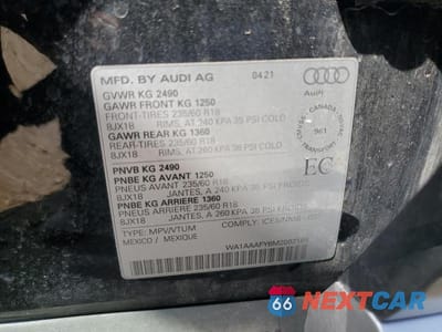 Zdjęcie 14 z 14 samochodu: 2021 AUDI Q5 PREMIUM VIN:WA1AAAFY6M2092188 - miniatura