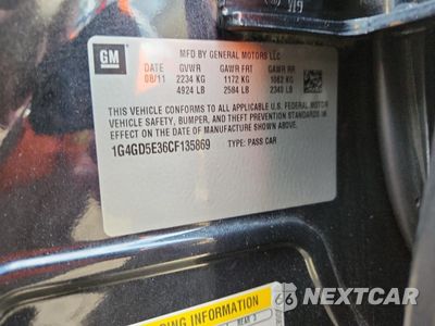 Zdjęcie 12 z 14 samochodu: 2012 BUICK LACROSSE PREMIUM VIN:1G4GD5E36CF135869 - miniatura