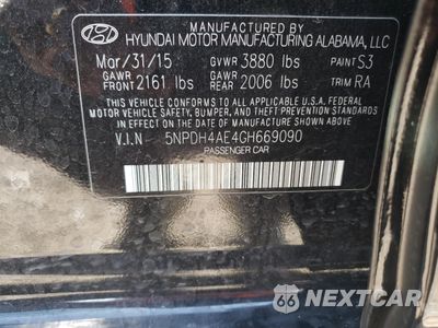 Zdjęcie 12 z 12 samochodu: 2016 HYUNDAI ELANTRA SE VIN:5NPDH4AE4GH669090 - miniatura